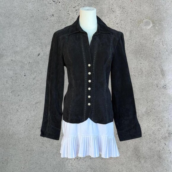 Vintage black suede jacket - Picture 2 of 7